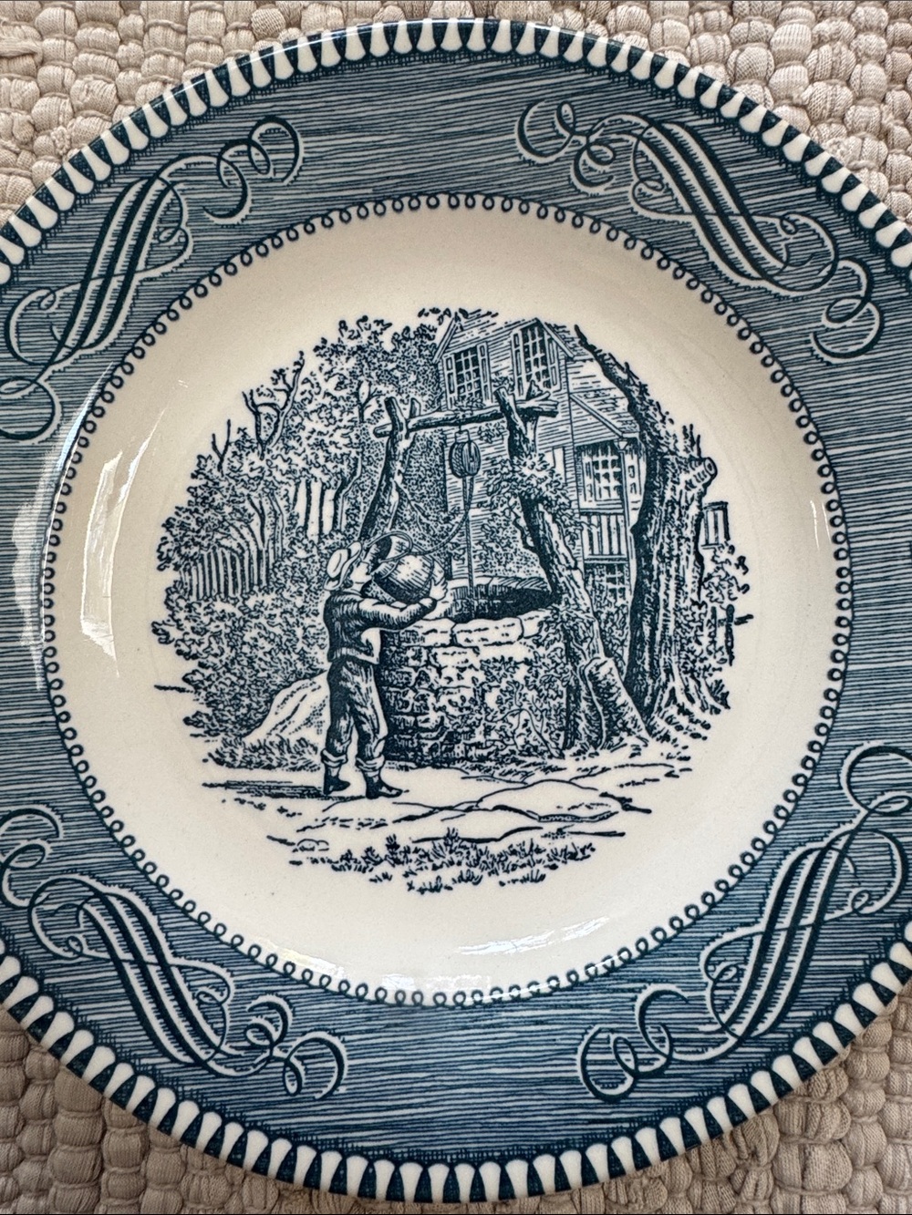 Vintage CURRIER & IVES by Royal China Scenic Transferware Ironstone - Set of 2 - Picture 8 of 9